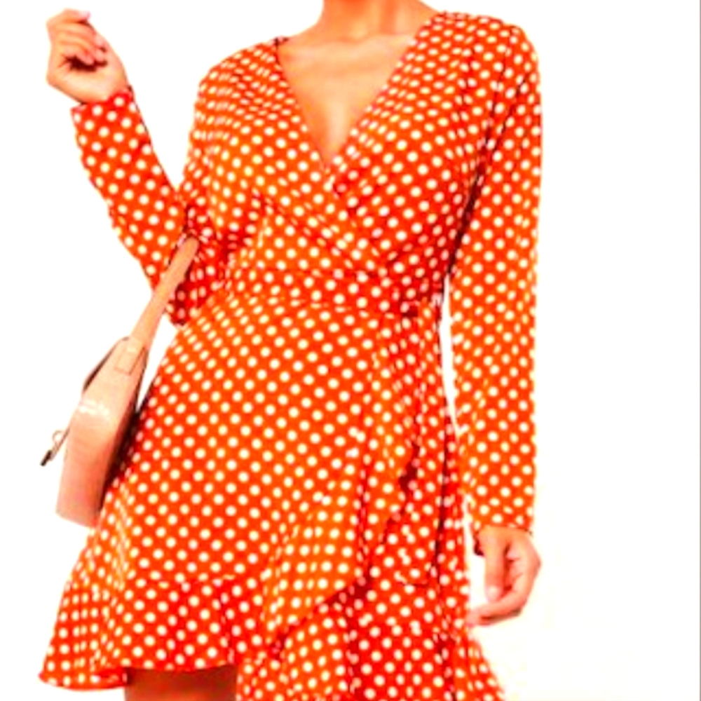 Missguided - Rust Polka Dot Tea Dress